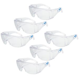 Paquete de 6 gafas de seguridad Jorestech transparentes para protección de alto impacto sobre fondo blanco