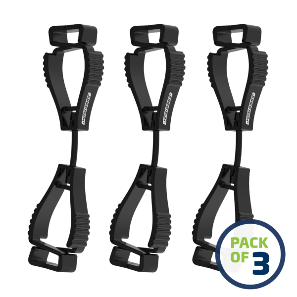 Paquete de 3 soportes de seguridad con clip para guantes negros