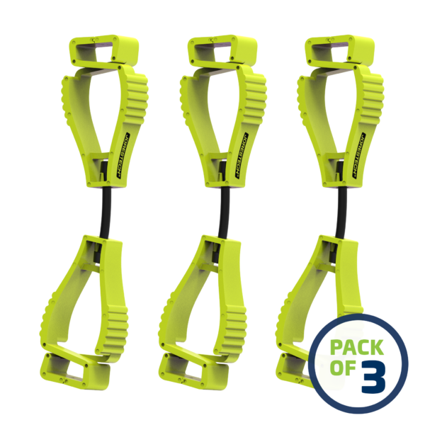 3 soportes de seguridad con clip para guantes color lima