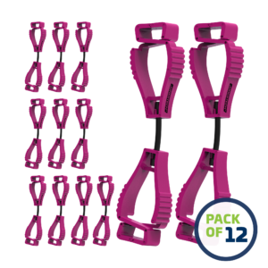 12 piezas de colgador con clip rosa para guantes de trabajo, guardia de seguridad