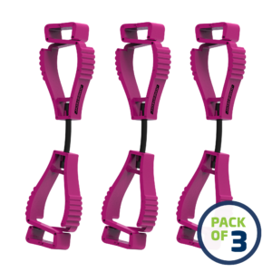 Set de 3 sujetadores de seguridad para guantes con clip rosa
