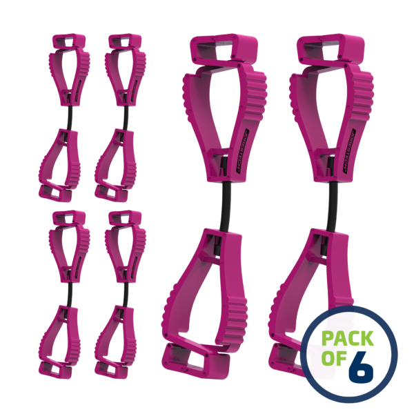 Set de 6 soportes con clip rosa para guantes