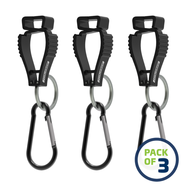 Paquete de 3 soportes de seguridad para guantes JORESTECH negros con mosquetón