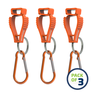 Paquete de 3 soportes de seguridad para guantes JORESTECH naranjas con mosquetón