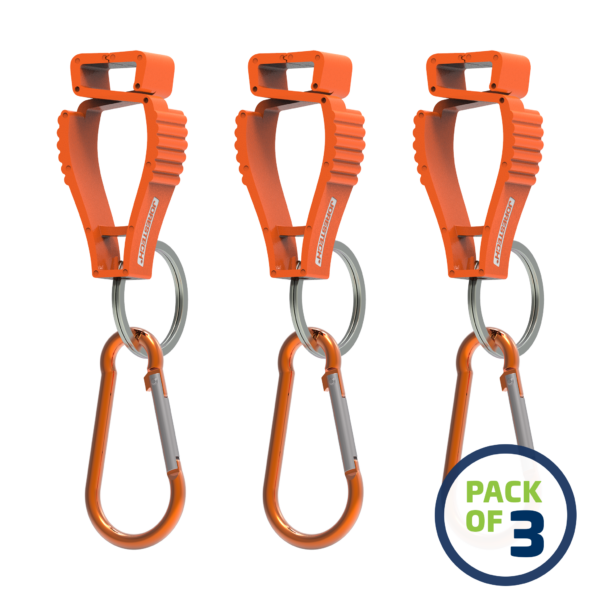 Paquete de 3 soportes de seguridad para guantes JORESTECH naranjas con mosquetón