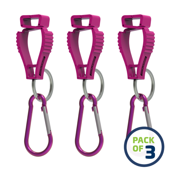 Paquete de 3 soportes de seguridad para guantes JORESTECH rosa con mosquetón