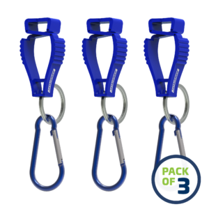 Paquete de 3 sujetadores de seguridad para guantes JORESTECH azules con mosquetón