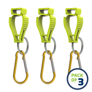Paquete de 3 soportes de seguridad para guantes JORESTECH color lima con mosquetón