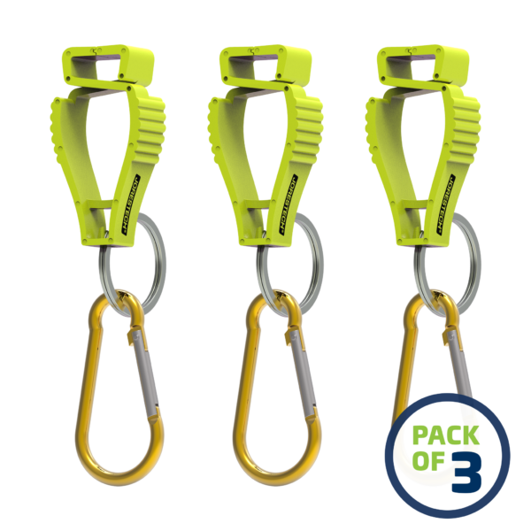 Paquete de 3 soportes de seguridad para guantes JORESTECH color lima con mosquetón