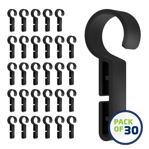 paquete de 30 clips para linterna frontal para casco de seguridad en negro
