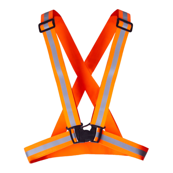 Tirantes de seguridad ajustables de alta visibilidad en color naranja con franjas reflectantes