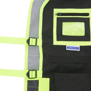2 correas ajustables ubicadas en un lado del chaleco portaherramientas JORESTECH de alta visibilidad para ajustes de talla
