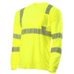 Camiseta de seguridad de manga larga con bolsillo, reflectante por transferencia térmica, de alta visibilidad, amarilla/lima