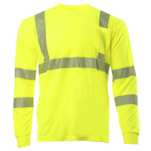 Camisa de seguridad de manga larga con bolsillo, alta visibilidad amarillo/verde lima, reflectante por transferencia de calor, clase 3 tipo R