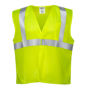 Chaleco de seguridad de alta visibilidad en color lima/amarillo, conforme a ANSI, con cinta reflectante de 2 pulgadas