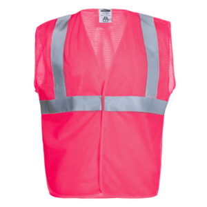 Chaleco de seguridad de malla rosa de alta visibilidad con tiras reflectantes de 2 pulgadas
