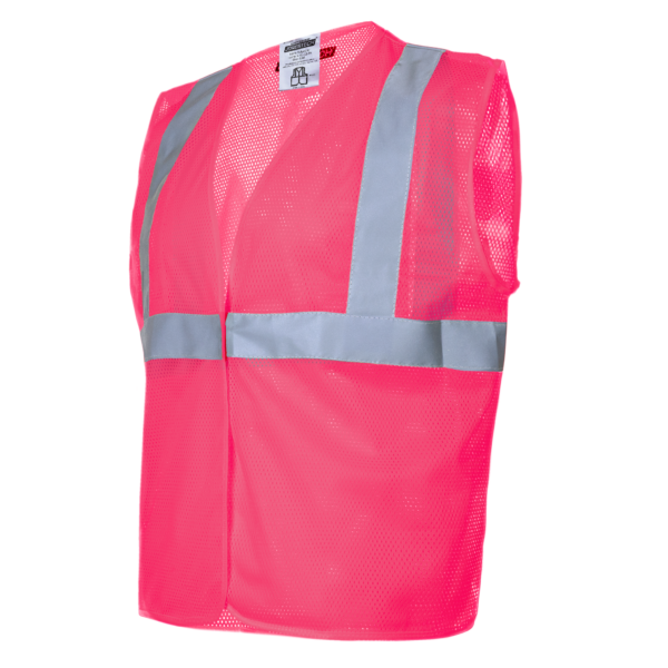 Chaleco de seguridad rosa de alta visibilidad con tiras reflectantes de 2 pulgadas