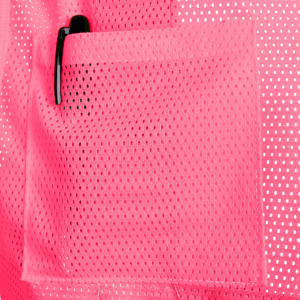 Chaleco de seguridad rosa de alta visibilidad con bolsillo en el pecho y bandas reflectantes de 2 pulgadas