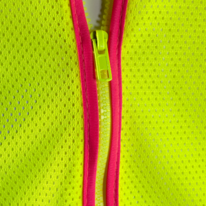 Chaleco de seguridad de alta visibilidad amarillo y rosa con cremallera y bolsillos