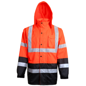 Chaqueta impermeable amarilla de alta visibilidad con 2 franjas reflectantes - Image 11