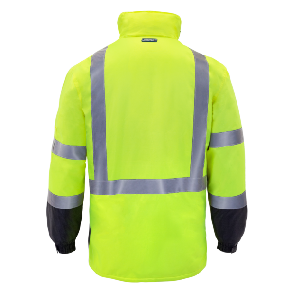 Chaqueta de seguridad tipo parka JORESTECH de alta visibilidad amarilla, conforme a ANSI, con franjas reflectantes para invierno