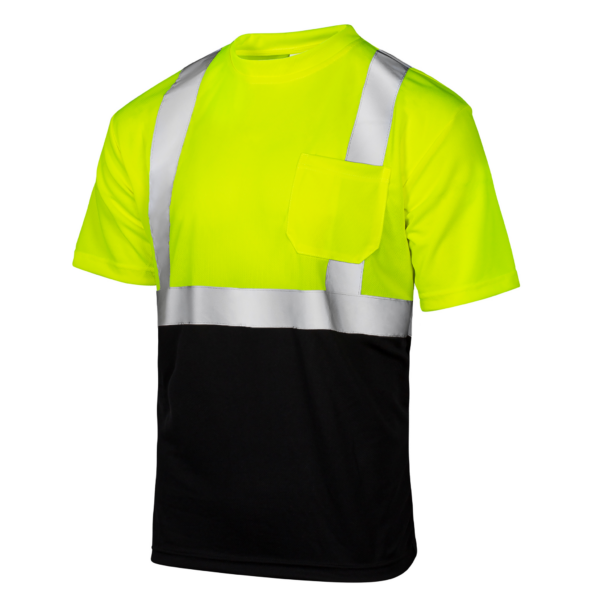 Camisa de seguridad ANSI Class 2 tipo R amarilla y negra con tiras reflectantes