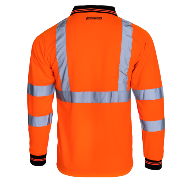 Polo de manga larga naranja de seguridad reflectante de alta visibilidad, conforme a ANSI, tipo R clase 3