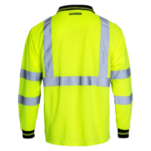Polo de manga larga amarillo de alta visibilidad con bandas reflectantes, conforme a ANSI, tipo R clase 3