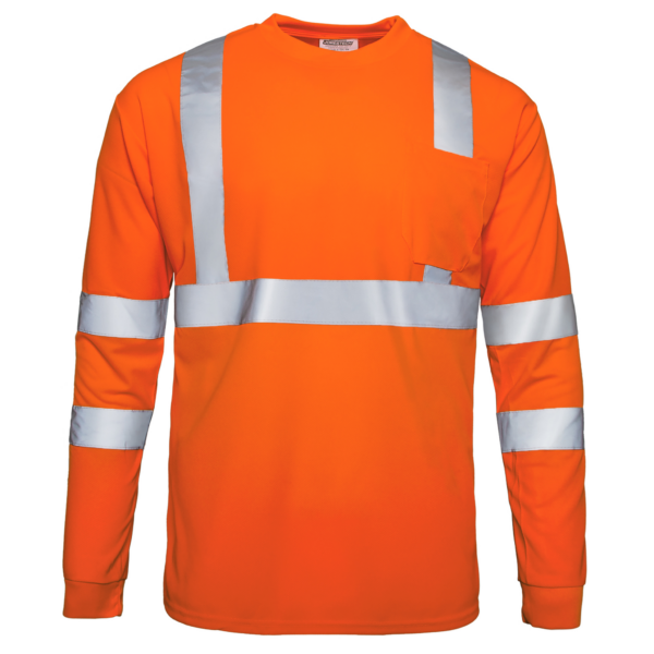 Camisa de manga larga de seguridad reflectante de alta visibilidad naranja