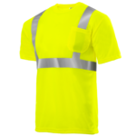Camisa de seguridad reflectante de alta visibilidad amarilla con bolsillo en el pecho, ANSI clase 2 tipo R