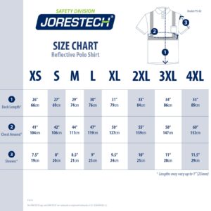 Tabla de tallas de la camiseta polo reflectante de alta visibilidad JORESTECH