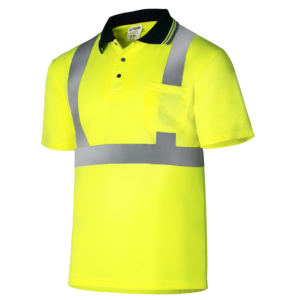 Polo de seguridad reflectante de alta visibilidad, amarillo, de manga corta.
