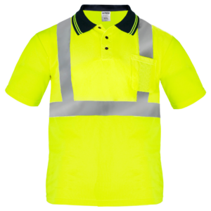 Polo de seguridad reflectante amarillo Polo de manga corta con bolsillo en el pecho