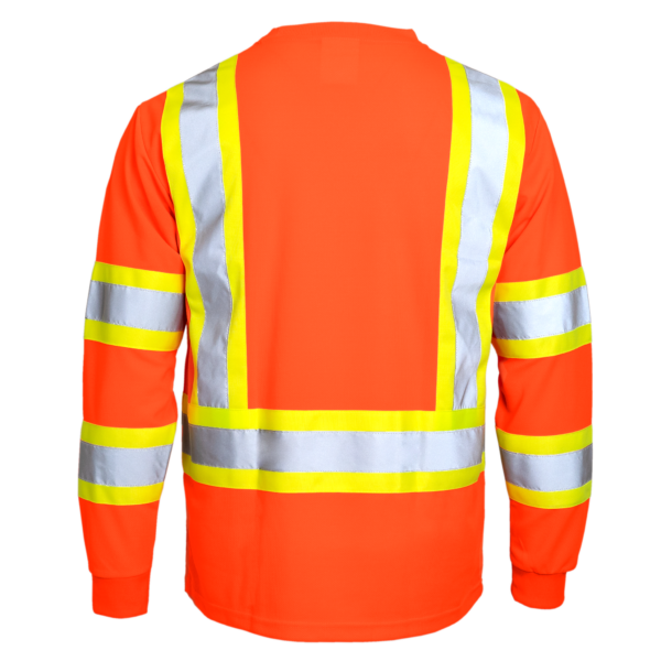 Camisa de trabajo de manga larga reflectante naranja
