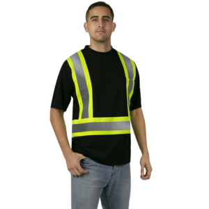 Un hombre que lleva la camiseta de seguridad JORESTECH reflectante de dos tonos de alta visibilidad