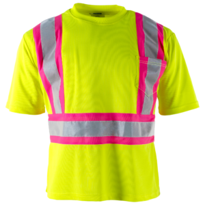 Camisa de seguridad reflectante de alta visibilidad bicolor con contraste rosa