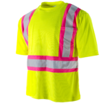 Camisa de seguridad reflectante de alta visibilidad de dos tonos con franjas rosas