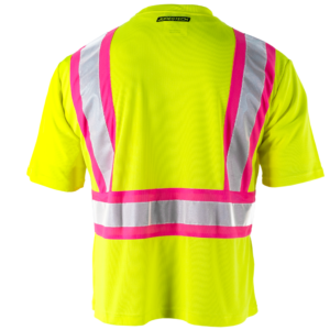 Camiseta de seguridad reflectante de alta visibilidad bicolor con fondo rosa