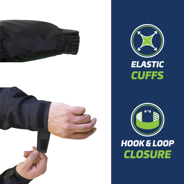 Chaqueta bomber de alta visibilidad con puños ajustables y elásticos para protección impermeable