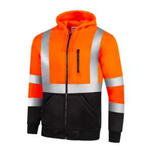 Sudadera con capucha de alta visibilidad JORESTECH, cumpliendo con ANSI, clase 3 tipo R, naranja y negra, con franjas reflectantes