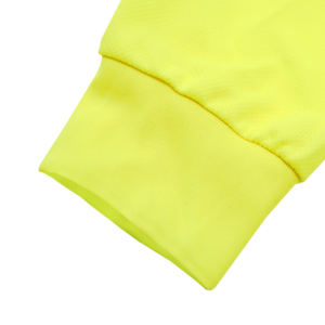 Primer plano del puño elástico de la camisa de manga larga de alta visibilidad JORESTECH en amarillo/lima