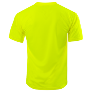 Vista trasera de la camiseta de seguridad de manga corta con bolsillo Hi-Vis amarillo lima