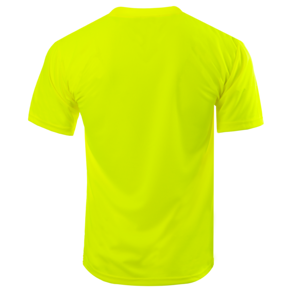 Vista trasera de la camiseta de seguridad de manga corta con bolsillo Hi-Vis amarillo lima