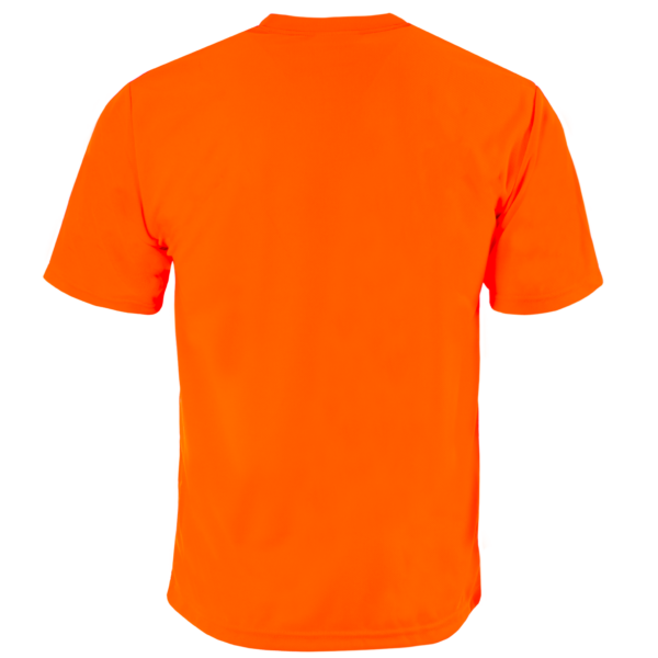 vista trasera de la camiseta de seguridad de manga corta con bolsillo Hi-Vis naranja