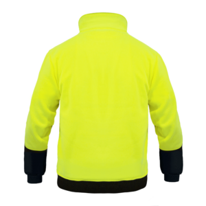 Parte trasera de la sudadera JORESTECH de alta visibilidad color lima y cuello alto