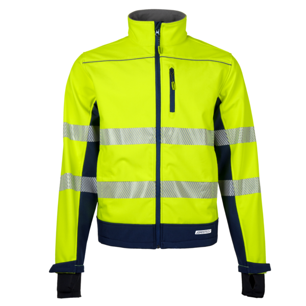 Chaqueta de seguridad softshell de alta visibilidad, impermeable, forrada en fleece y con franjas reflectantes de JORESTECH®