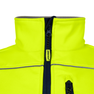 Chaqueta de seguridad softshell Hi Vis impermeable, forrada de fleece, con franjas reflectantes y cuello alto de JORESTECH®