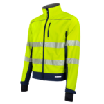 Chaqueta de seguridad softshell impermeable de alta visibilidad con forro polar y franjas reflectantes