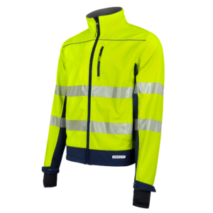 Chaqueta de seguridad softshell impermeable de alta visibilidad con forro polar y franjas reflectantes