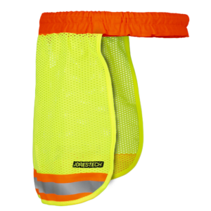 Sombra para cuello para casco de seguridad JORESTECH de dos tonos de alta visibilidad, lima y naranja, con banda reflectante